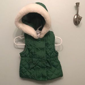Gymboree green hooded vest, 6-12 months- New